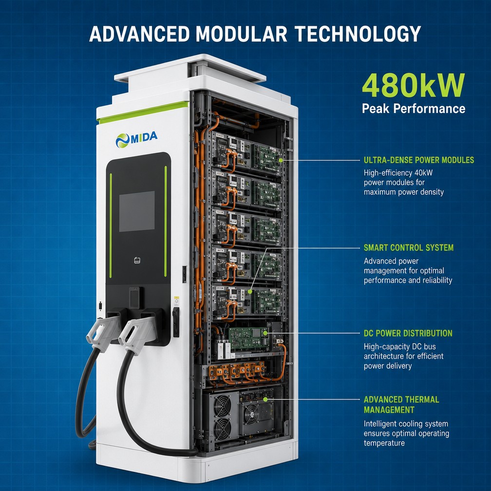 Solar PV 60KW 80KW 120KW DC DC Charger High Efficiency Dual Port With OCPP Ready Connectivity For Logistics Parks