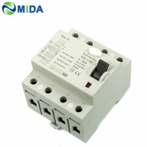 EKL1-63 فئة B 30mA 40A 63A 10KA 4Pole RCD B نوع RCCB قواطع دوائر