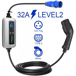 IEC 62196 Type 2 Plug10A 16A 20A 32A with Blue CEE plug Home Portable EV Charger for  Electric Car